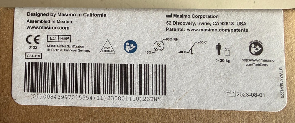 One Masimo LNCS -II 8a SpMet 400 Test SpHB SpO2 Sensor - REF 4059