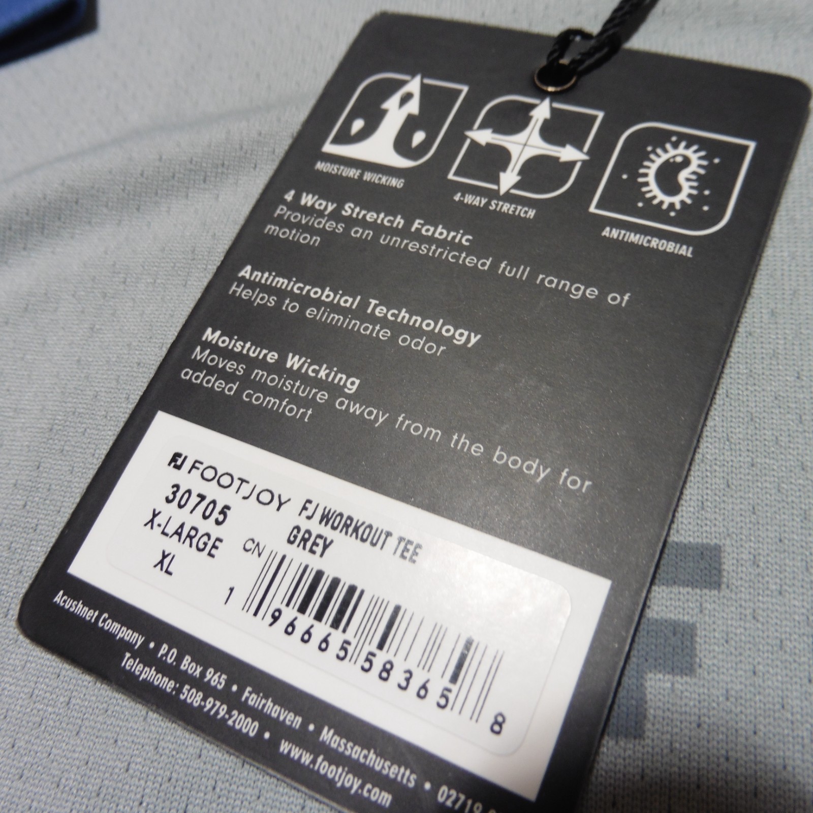 FOOTJOY Mens XL T SHIRT TRAINING WORKOUT GOLF POLYESTER GREY BLUE GREEN