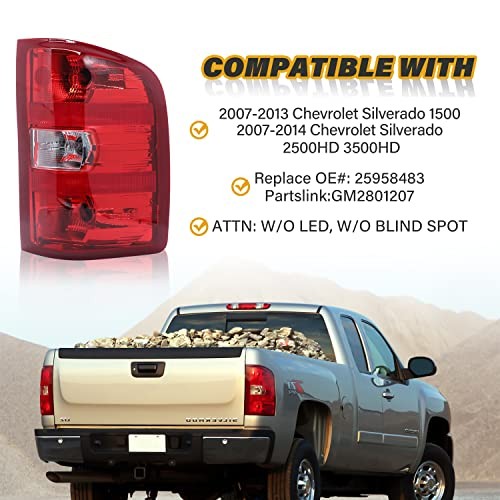 Tail Light Assembly Compatible with Chevy Right Passenger Side-Red Border