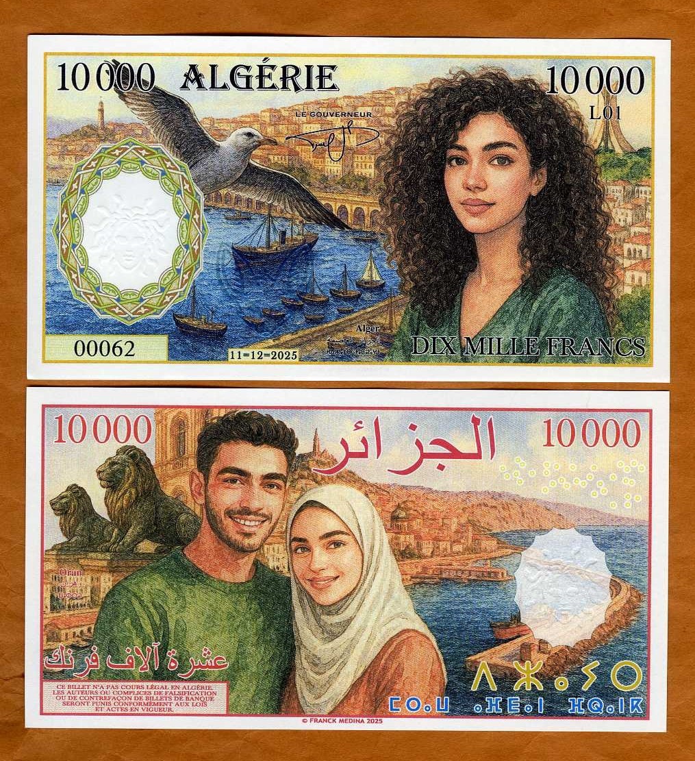 Algeria , 10000 Francs, 2025, Fantasy Art Banknote