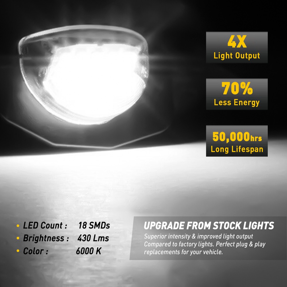 AUXITO 18LED License Light Plate For 2009-2013 Toyota Corolla Tag Lamp 6000K EXV