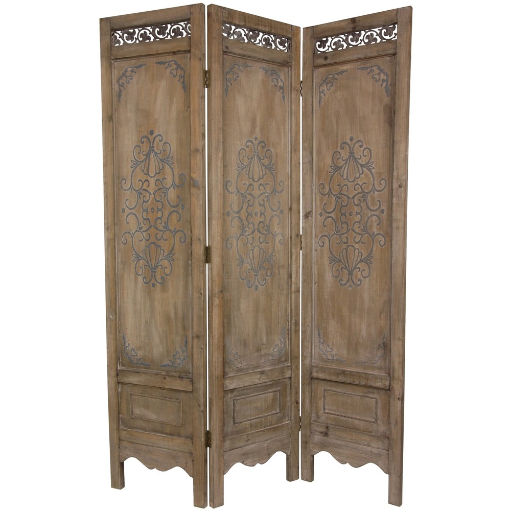 6 ft. Tall Antiqued Scrollwork Room Divider