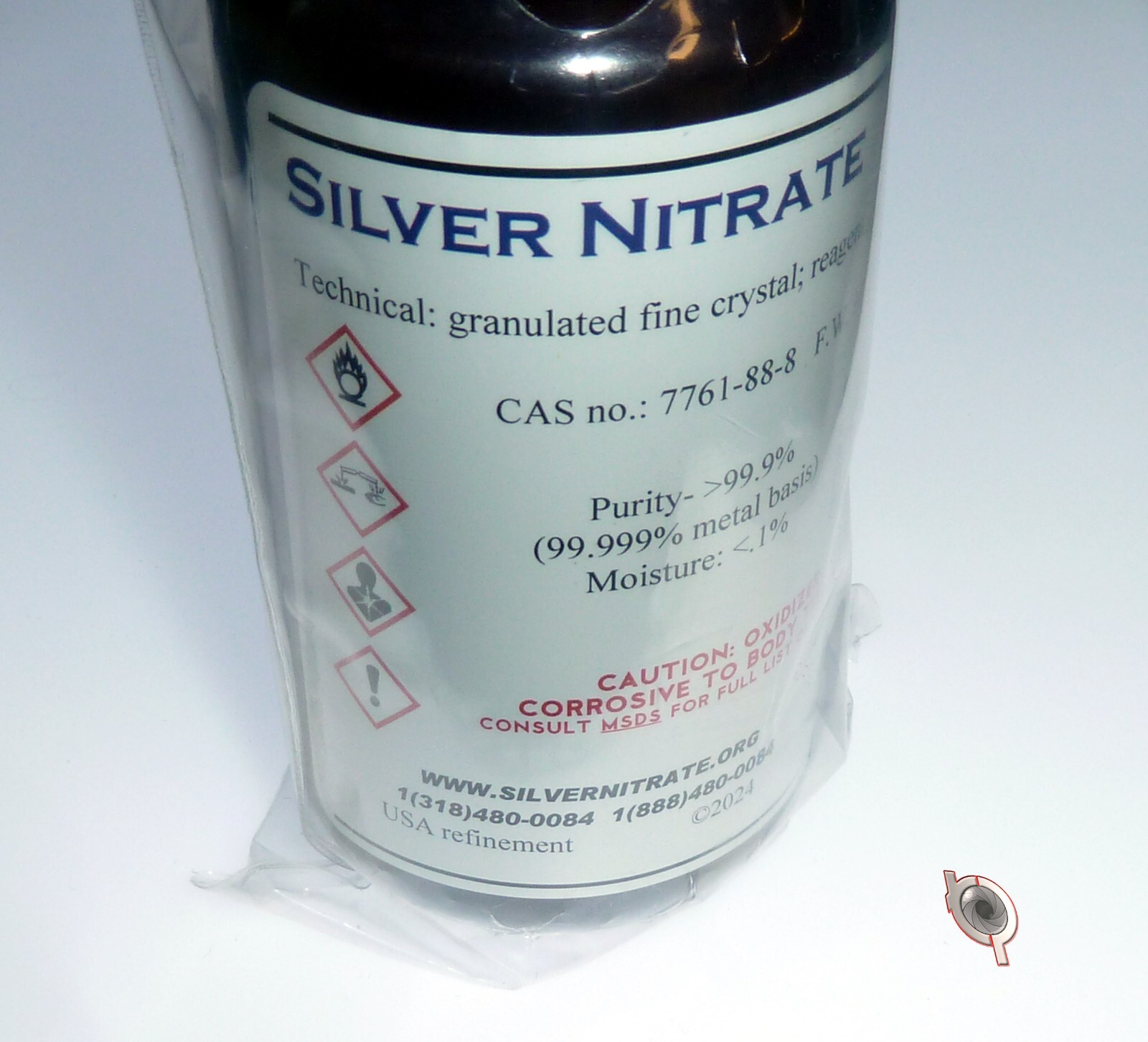 1lb. Silver Nitrate ACS, 99.999% Granulated Crystal Reagent AgNO3