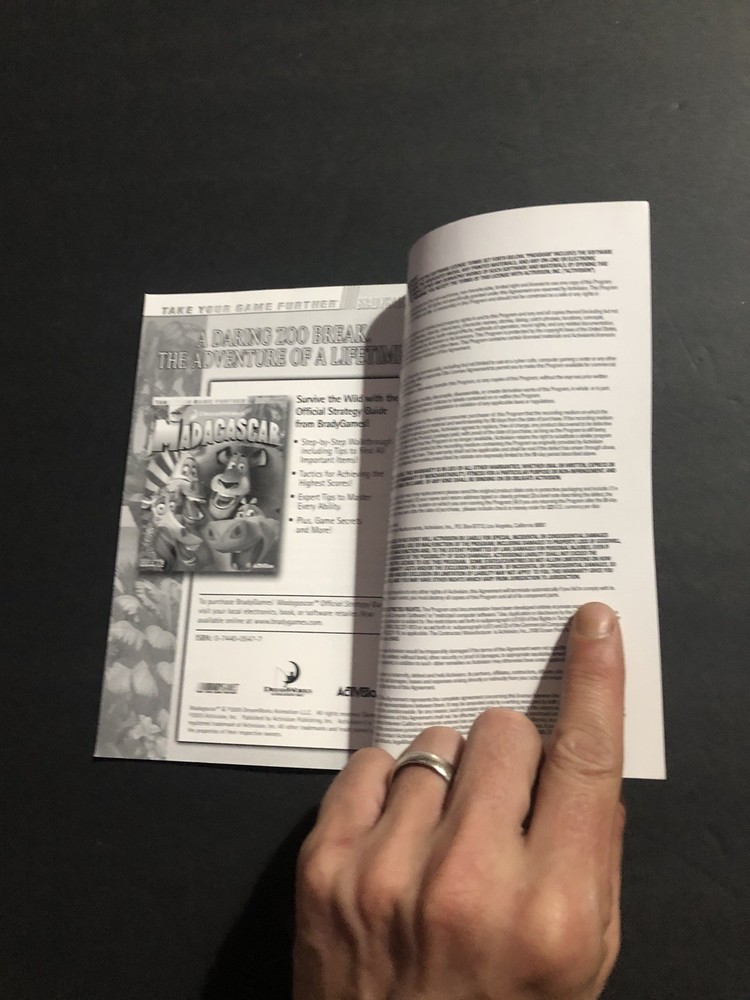 Madagascar xbox Manual Only