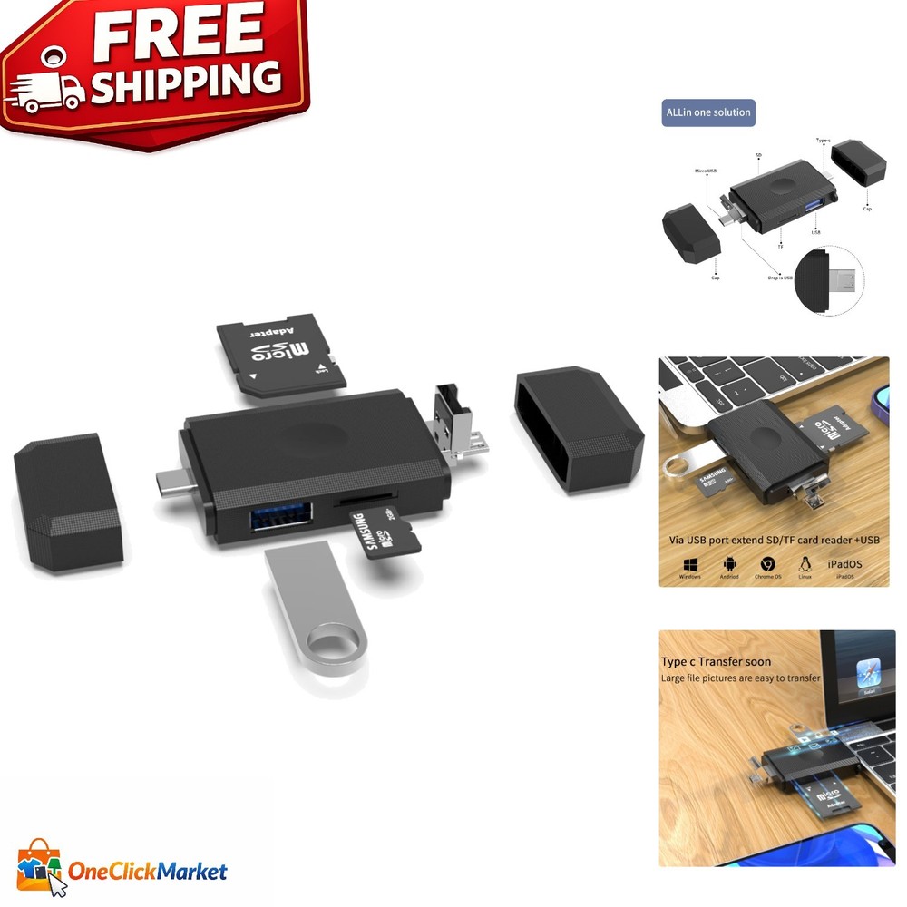 3-in-1 SD Card Reader: USB Type-C & Micro USB Adapter for Effortless Transfers