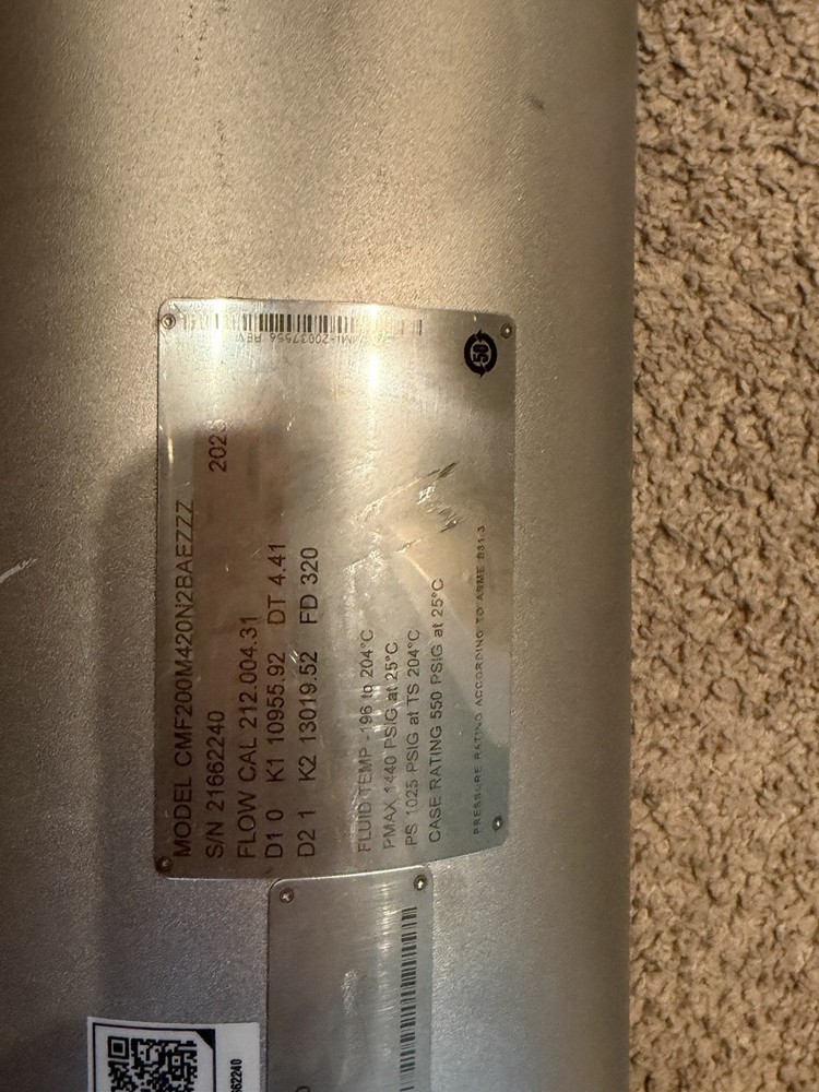 2" 600# Micro Motion CMF200 Flow Sensor Enhanced Core Processor NEW P15 - Read D