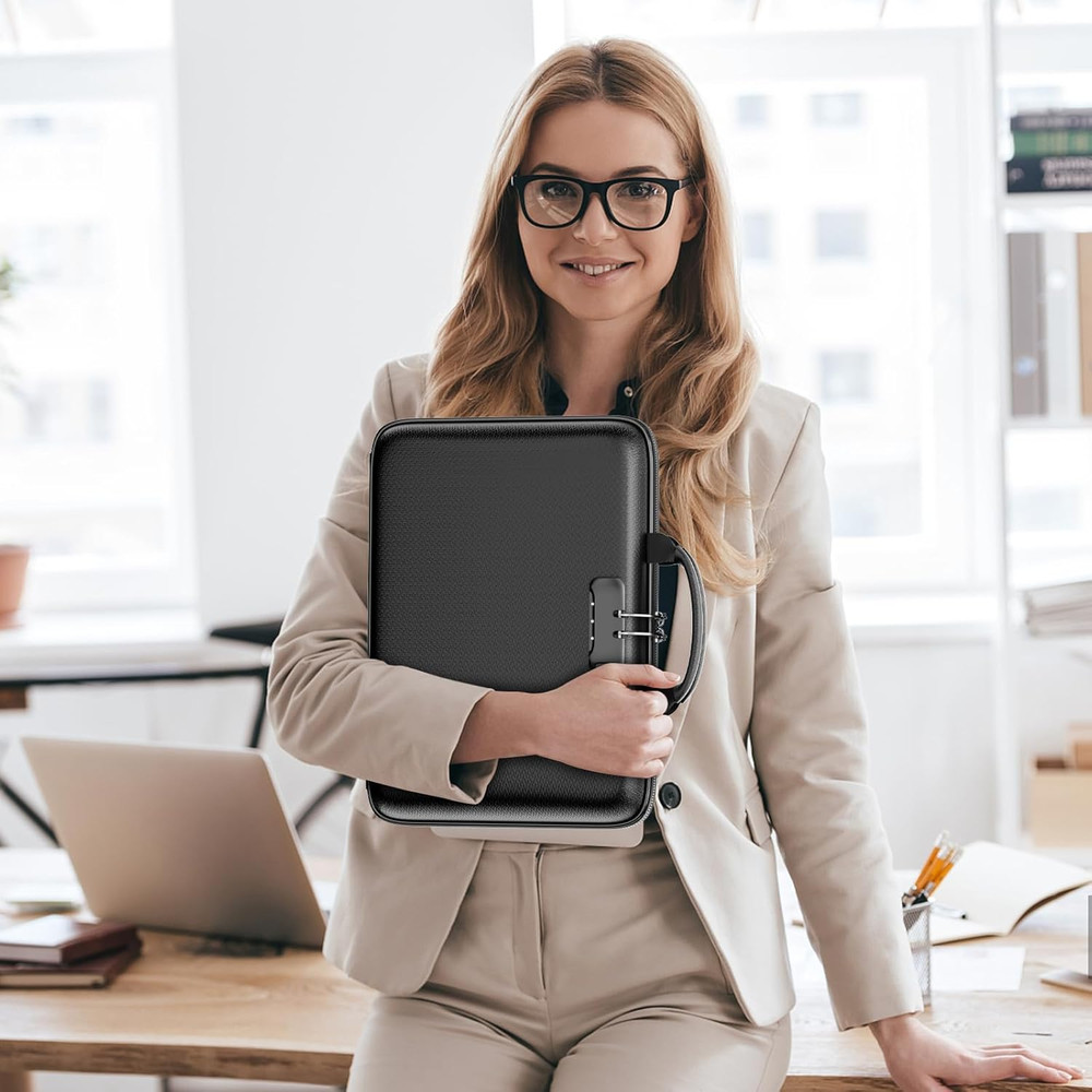 Fireproof File Organizer with Lock, Hard-Shell Case Fireproof Document Box wi...