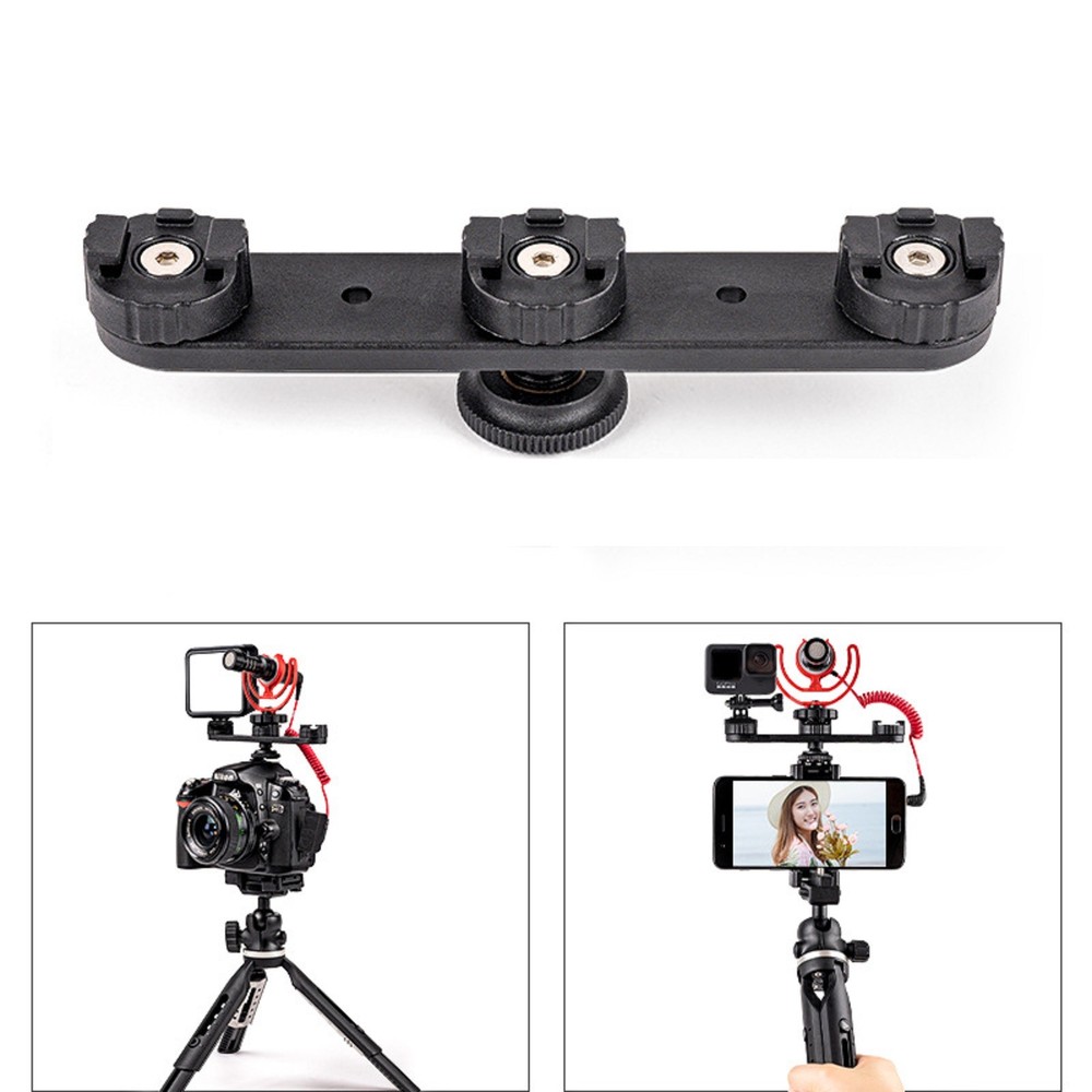 Triple Hot Shoe Bracket Mount Holder Hot Shoe Base Camera Support for Fill Light