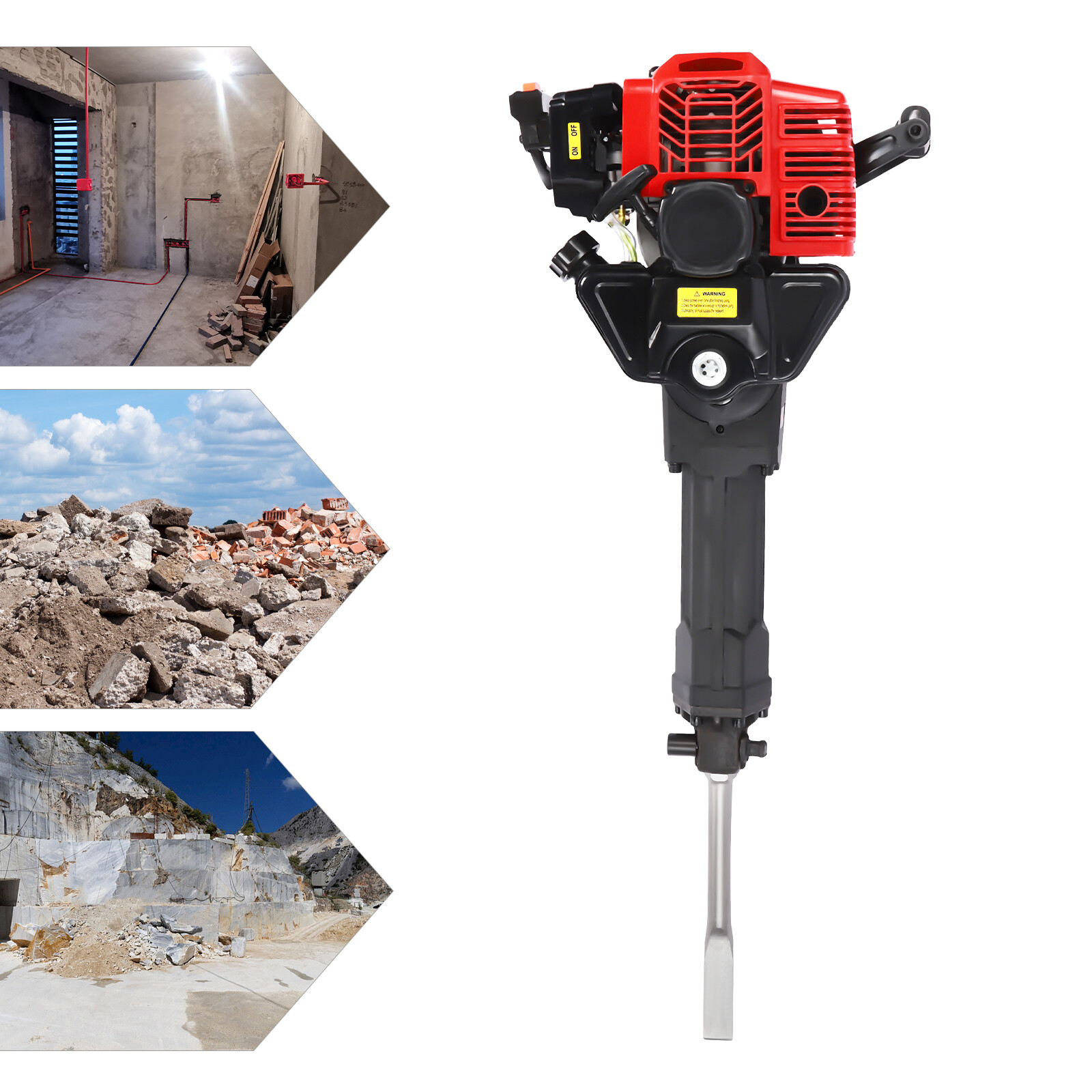 52cc Gas Gasoline Demolition Jack Hammer Concrete Breaker Punch Drill Jackhammer