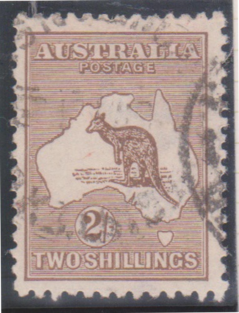 (F237-129) 1916 v2/- brown kangaroo 3rd W/M stamp (EC)