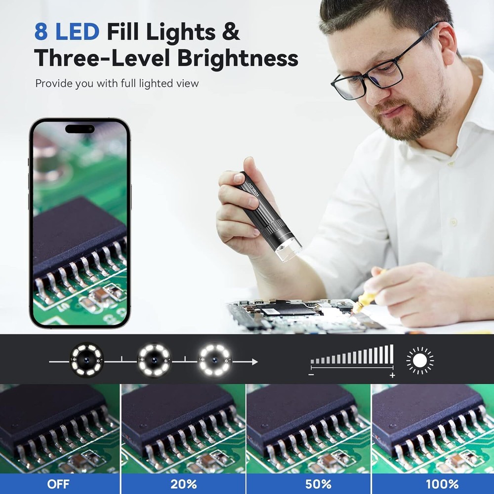 TOMLOV 1000x Digital Microscope USB Microscope 1080P Coin Scope Camera Magnifier