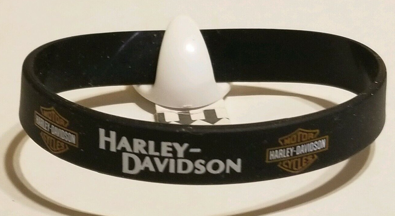 1x Harley Davidson Black White Orange Silicone Bracelet .5 Wide - U S Seller