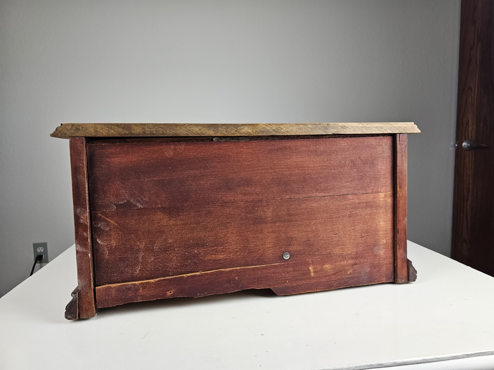 Vintage Wooden Spool Cabinet Craft Sewing Box Organizer Drawers Rustic Storage