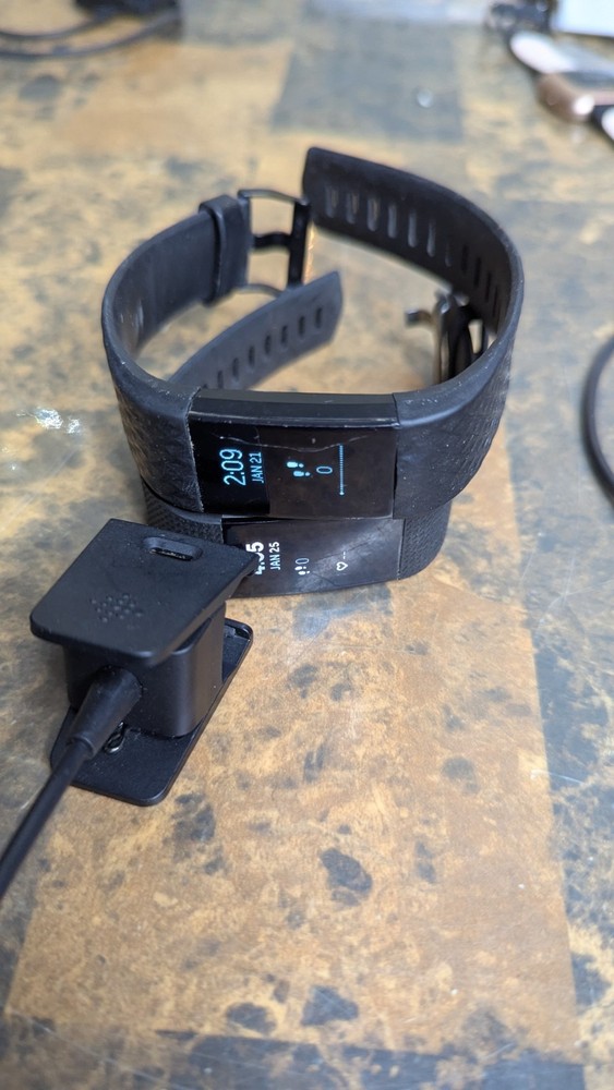 2 Fitbit Charge 2 Fb407 Wristband Activity Tracker, W/ Charger - Tested