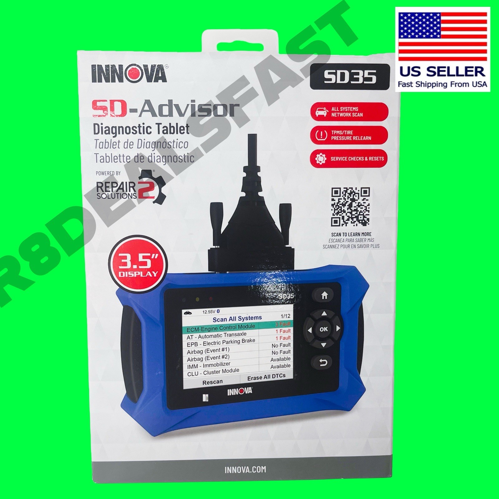 INNOVA SD35 OBD2 Diagnostic Code Scan Tool Live Data ABS SRS Engine BRAND NEW🔥
