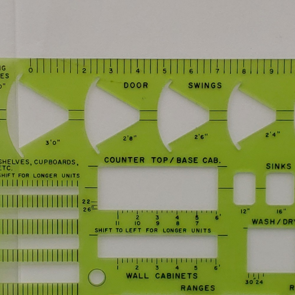 Berol RapiDesign Bathroom Kitchen Template R-22 - ABC Architectural - 1/4" Scale