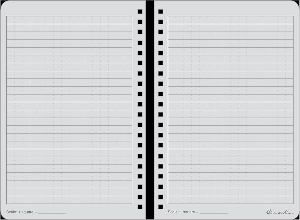 Weatherproof Side Spiral Notebook, 4.625" x 7", Black Cover, Universal Pattern (