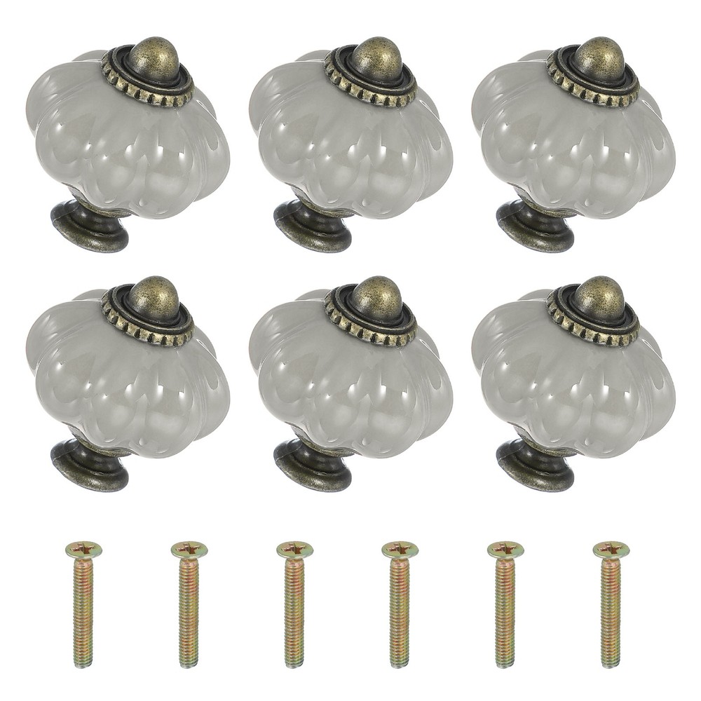 6 Packs Ceramic Knobs, Pumpkin Ceramic Cabinet Drawer Knobs, Retro White