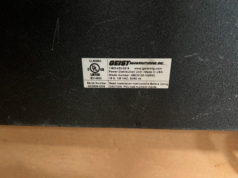 Geist Model ABCN102-102R20 Input A/B Power Switch 125 Vac