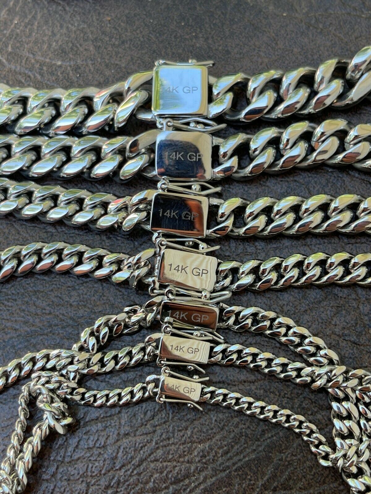 Real Solid Stainless Steel Miami Cuban Link Chain Necklace Or Bracelet Box Clasp