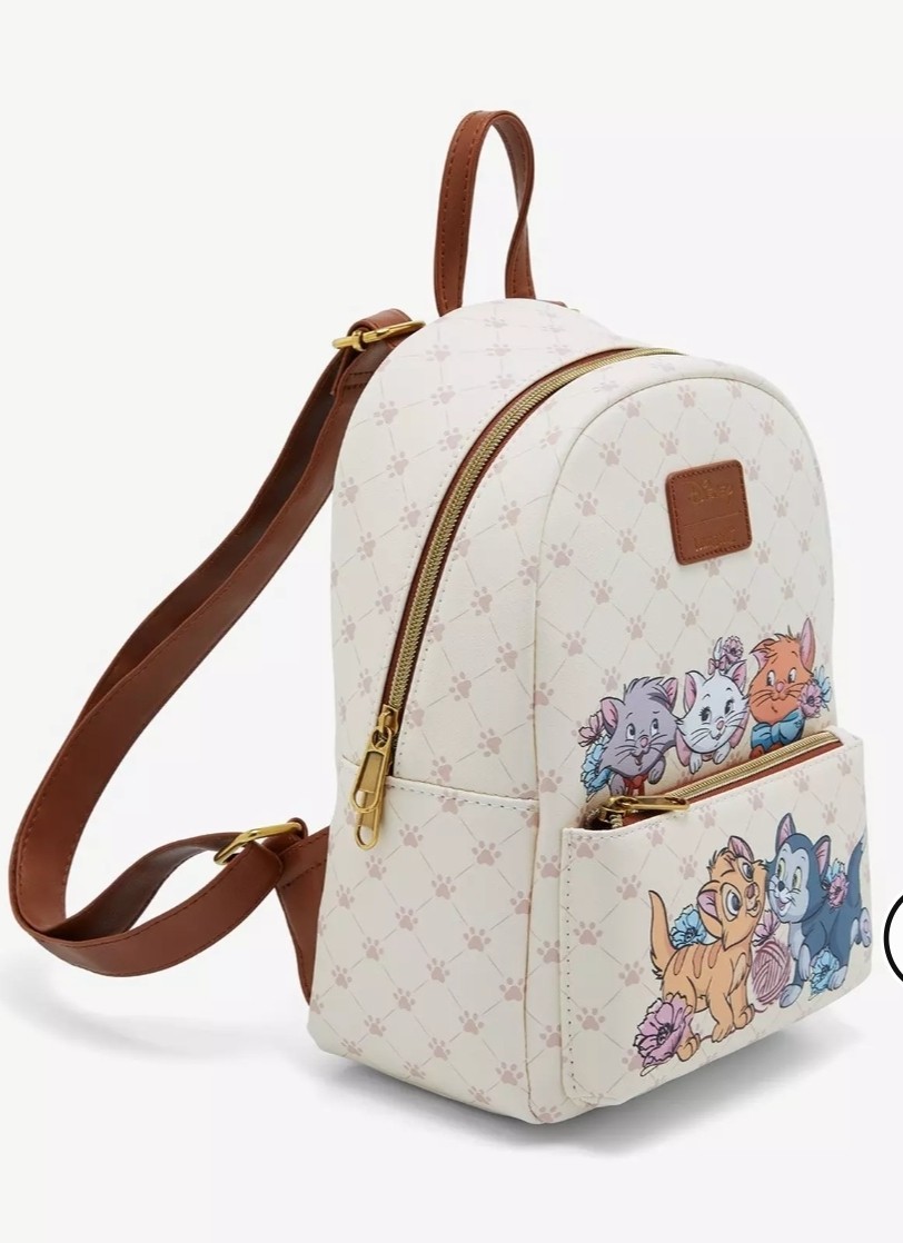 NEW! Loungefly Disney Cats Floral Mini Backpack w/ Aristocats Figaro & Oliver