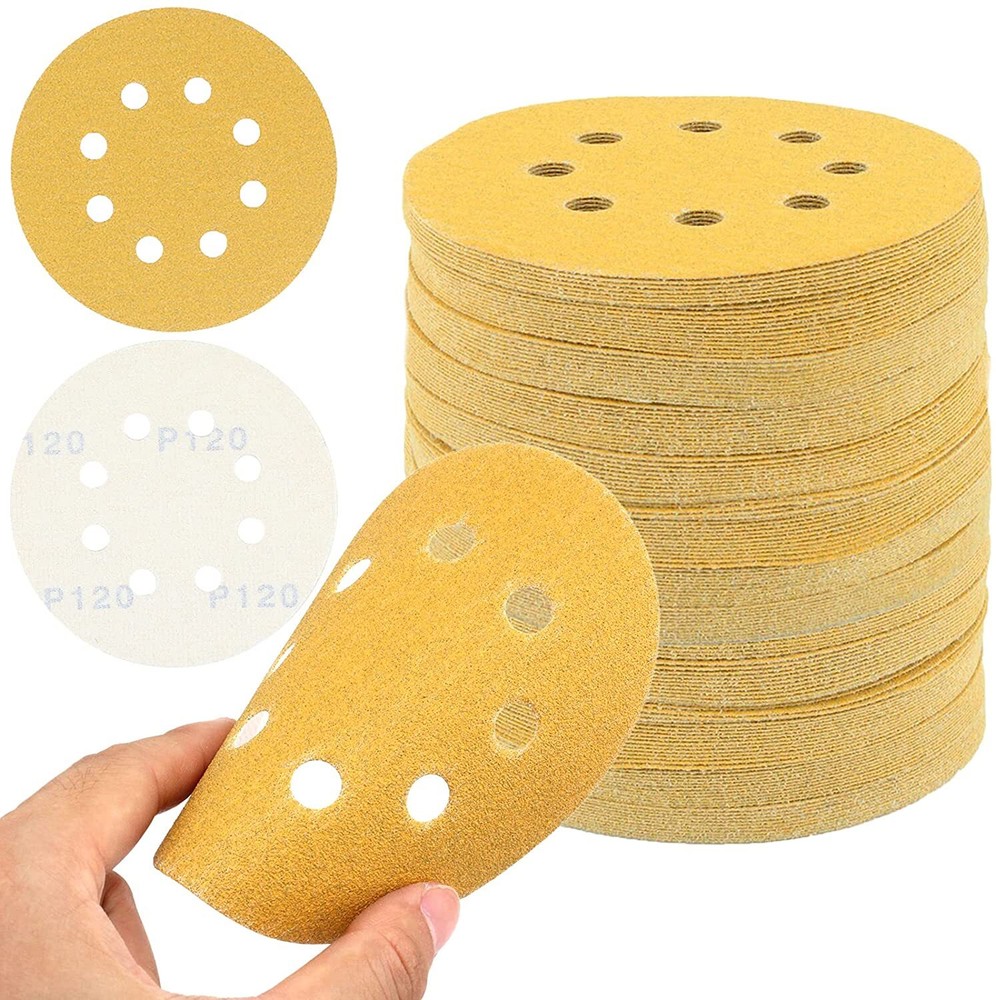 100-PACK 5 inch Sanding Discs 8-Hole Hook Loop for Orbital Sander Paper 80 Grit