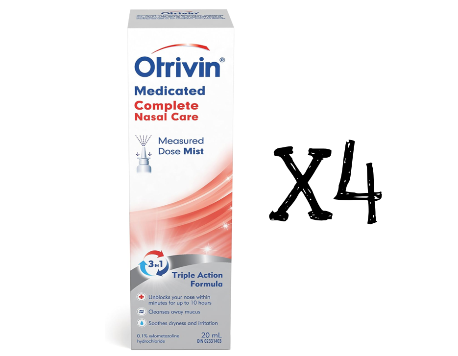 OTRIVIN 4 bottlesX20ml =80 ml Total Complete Nasal Care Canada New