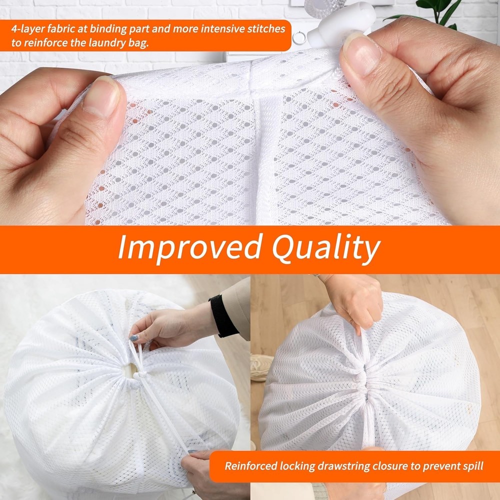 Tear Resistant Drawstring Laundry Bag - 50 lbs Capacity, Washable & Lightweight