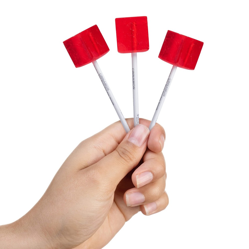 - Red Square Pops - 24 Pack - Cinnamon Flavored Lollipops
