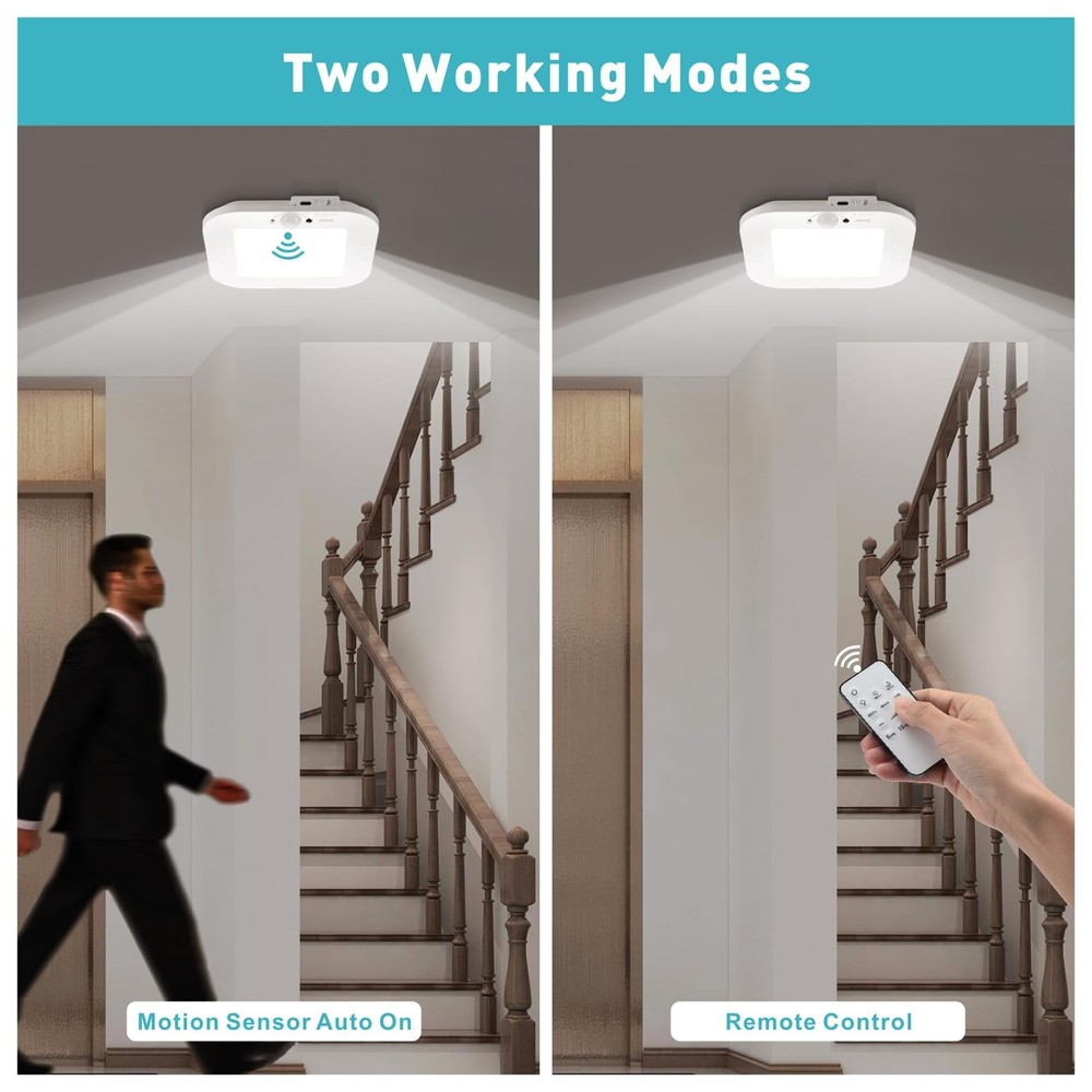 ANOTEK Rechargeable Motion Sensor Ceiling Light, No Wiring 1 Pack, Multicolor