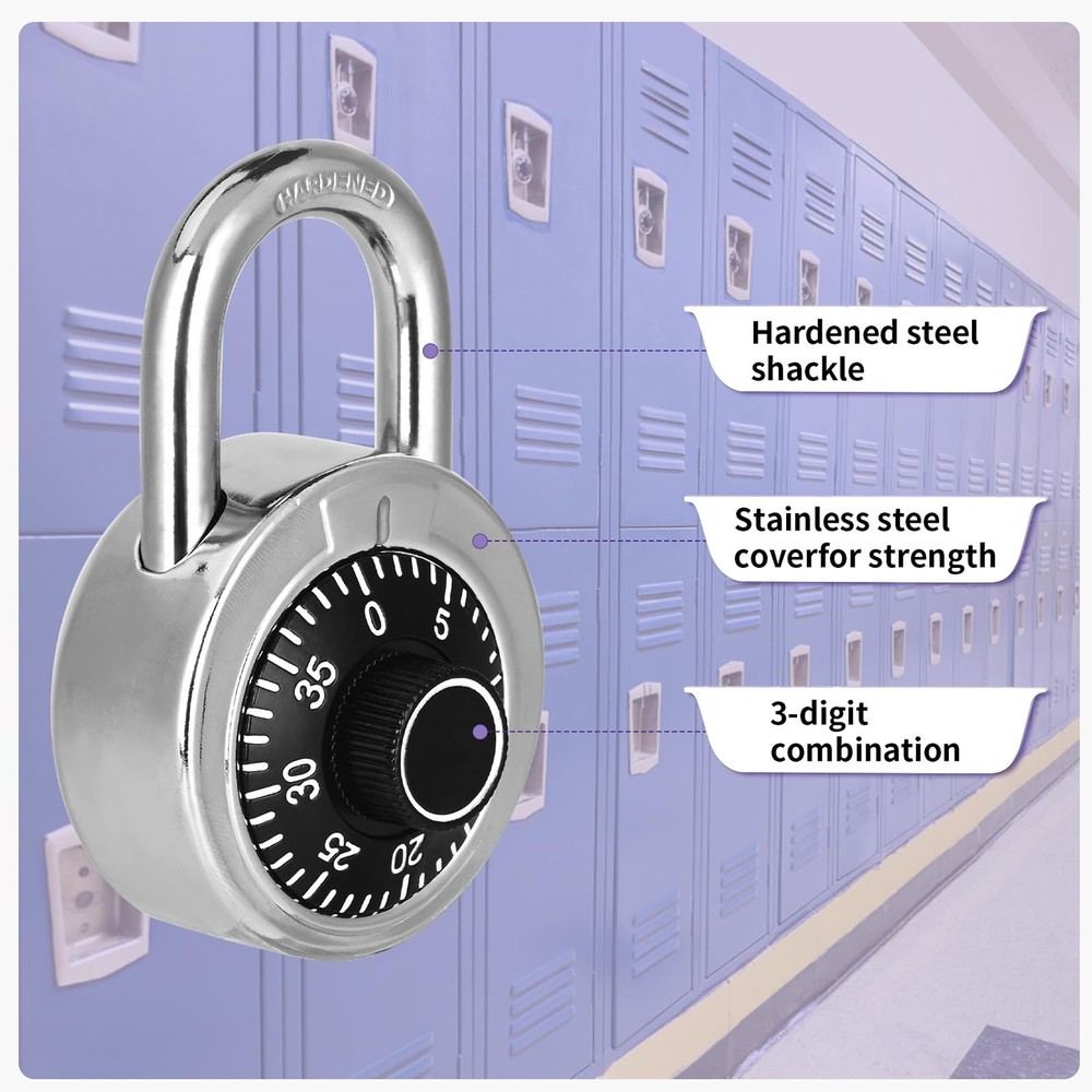 Combination Padlock 48 Pack, Fixed Dial Combination Padlock with Different Co...