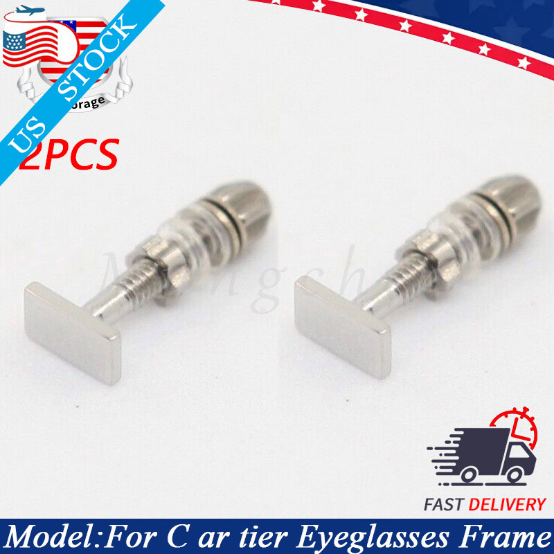 2PC Rectangle Screw & Bolt Replace For Cartier Eyeglasses Frame Silver 4.0*2.0mm