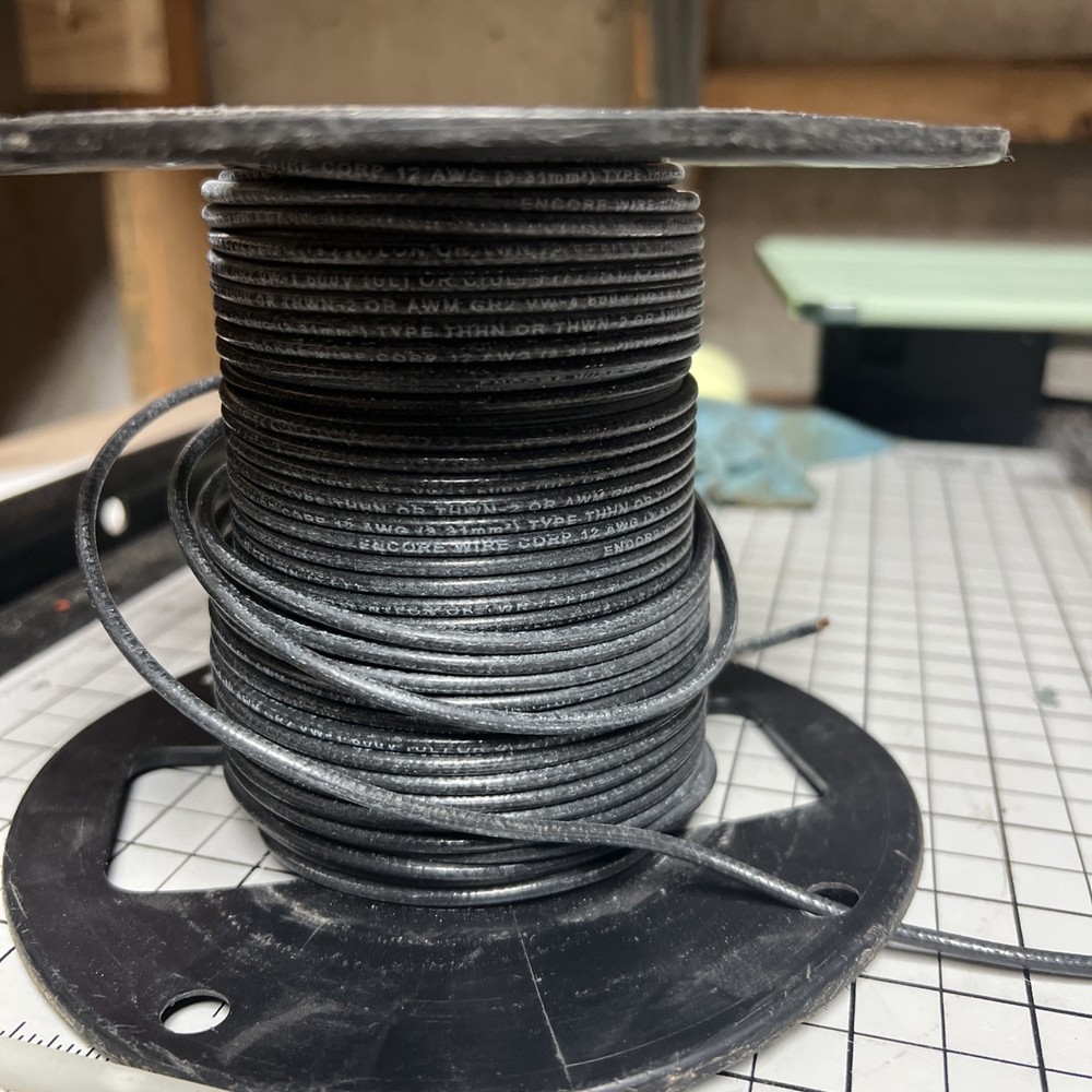 Partial Roll 12 AWG Solid Black THHN/THWN-2 Approx 114 Feet