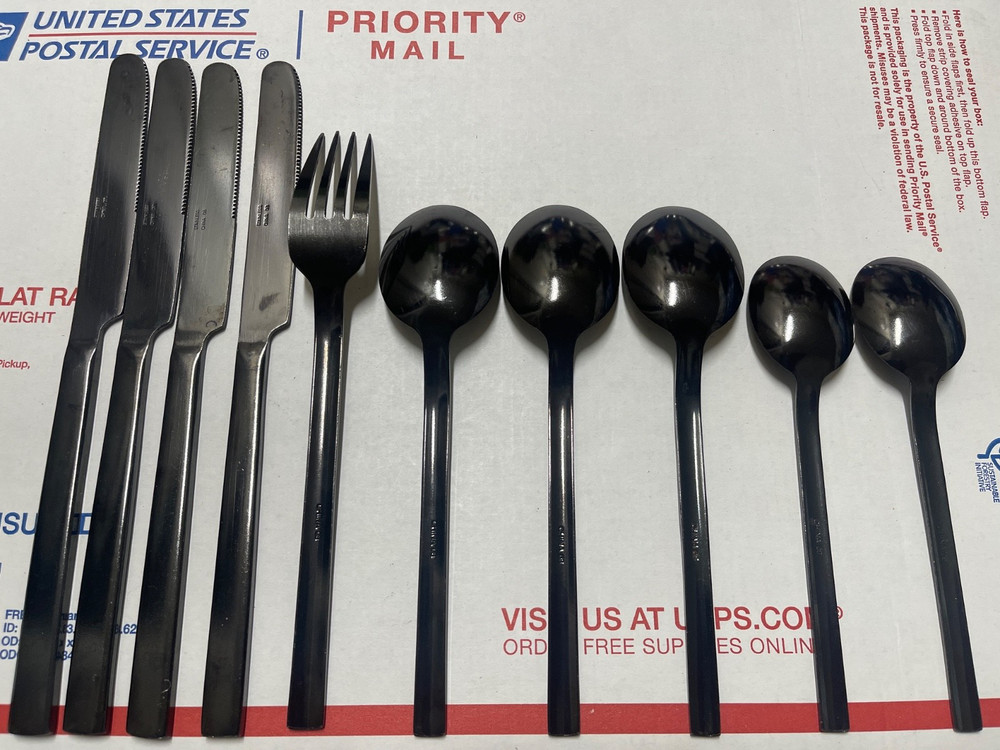 10 Black Silverware Black Stainless China