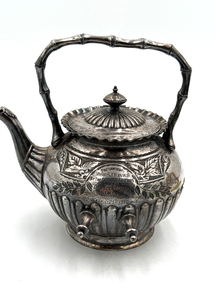 Antique GT & Co. Silver Plated Etched Teapot