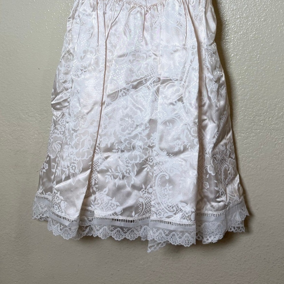 Vintage Gunne Sax Girls Dress 6 Champagne Lace Pearl Damask Victorian Formal USA
