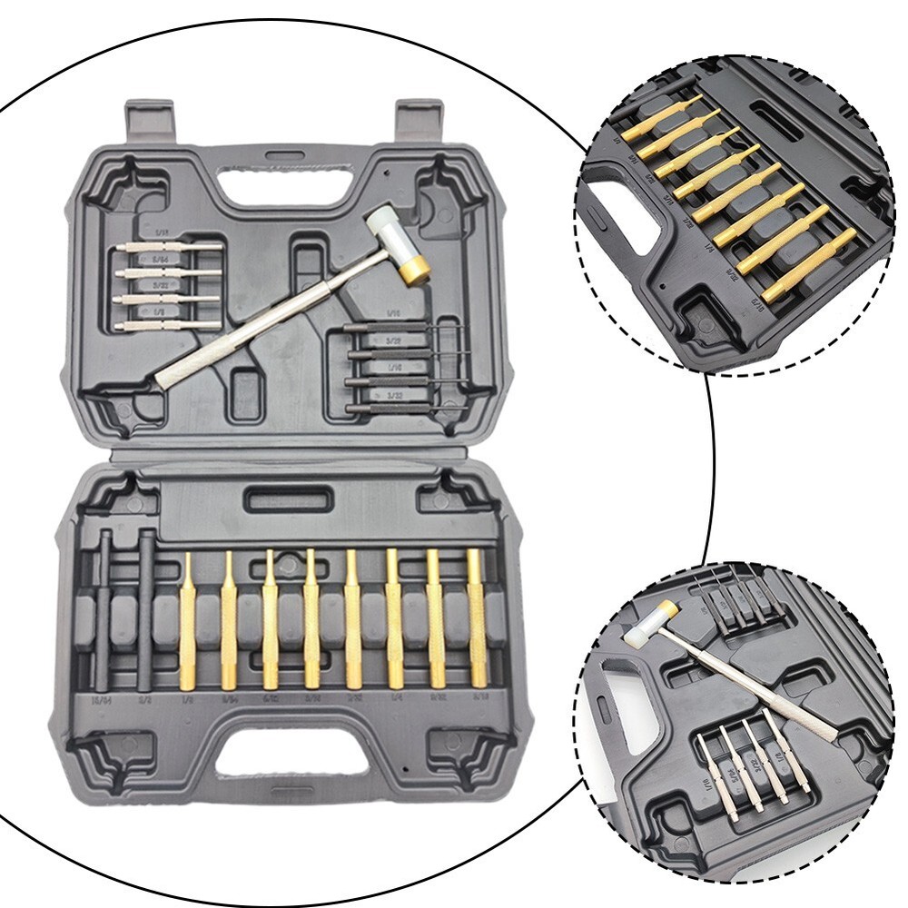 19 Pcs Chisel Punch Round Punch High Hardness Double Sided Copper Hammer Set