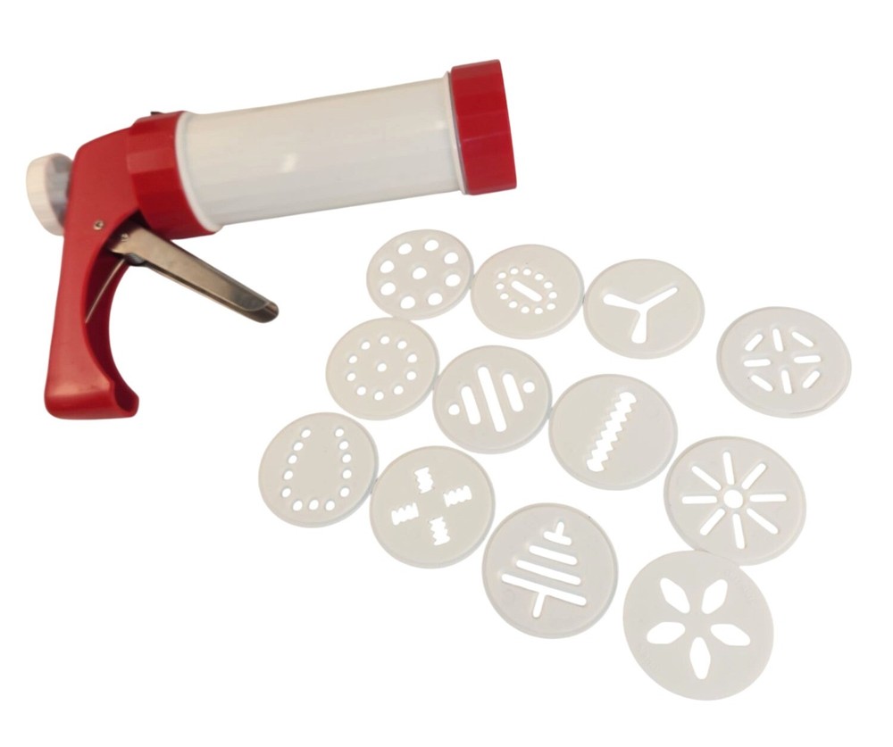 Cookie Press With 12 Disc Shapes For Baking And Decorating