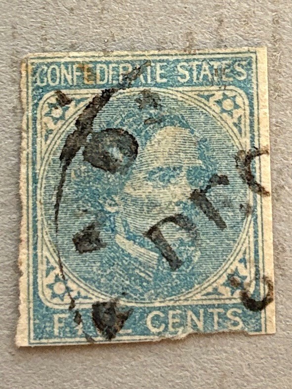Confederate States 7 / 1862 5c Jefferson Davies Stamp / Used / Fault
