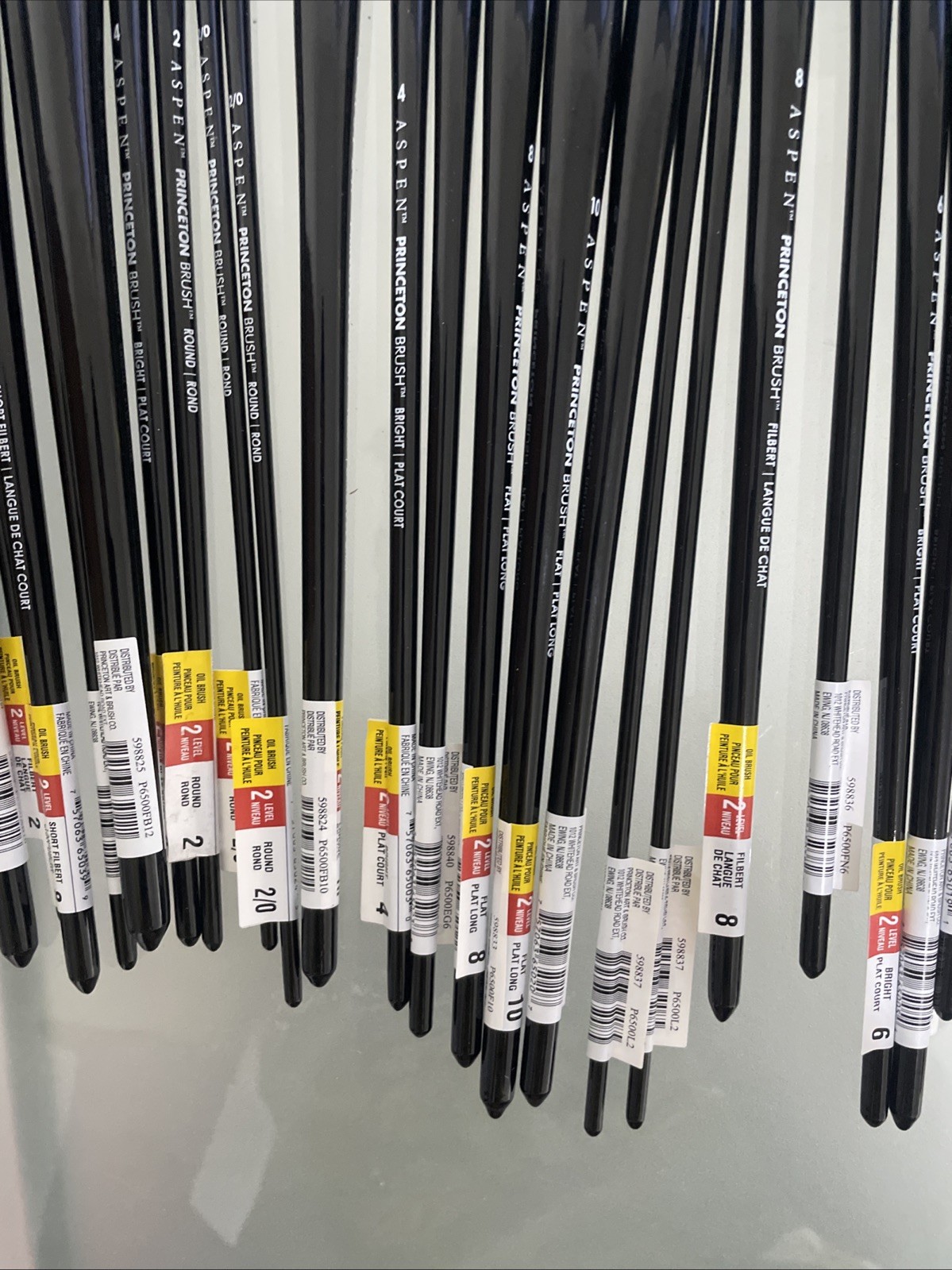 LOT OF 49 - Princeton Aspen Long Handle Oil Acrylic Synthetic Paint Brushes