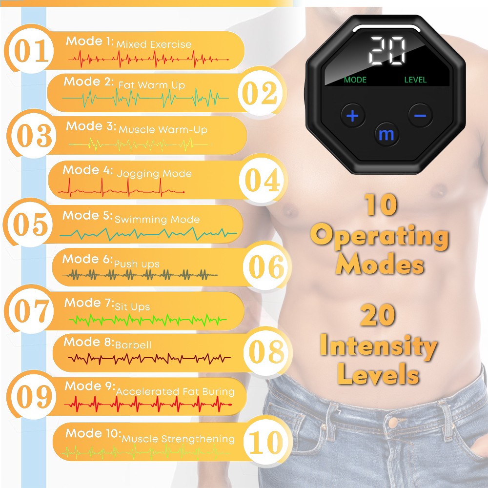 Rechargeable EMS Abdominal Muscle Toning Belt Trainer ABS Stimulator Toner Belt