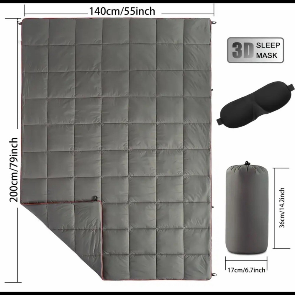 Ultralight Windproof Puffy Camping Blanket with Carry Case