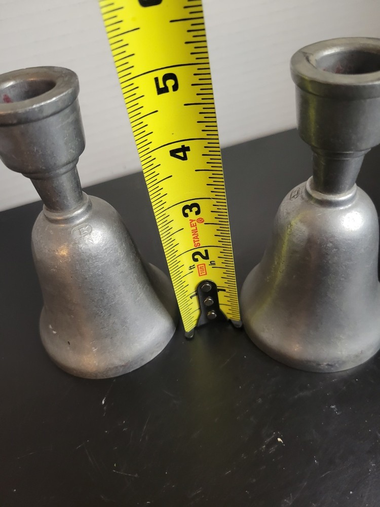 PEWTER TAPER CANDLESTICK / BELL COMBO PAIR - 2