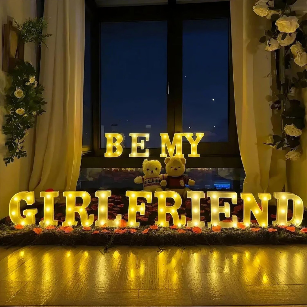 Be My Girlfriend Light up Letters Proposing Decorations Set Includes 14 LED L...