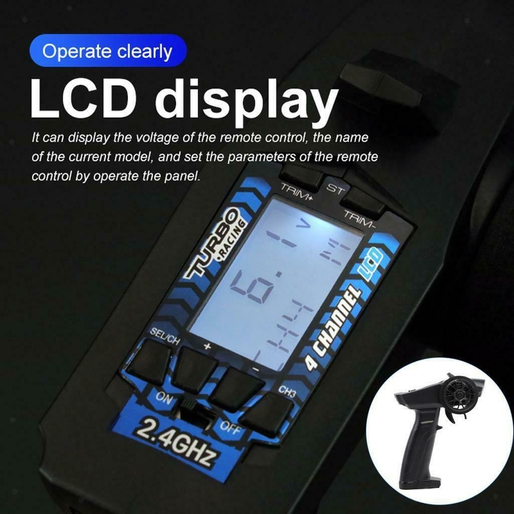 2.4G 4CH RC Transmitter Remote Controller+Receiver LCD for RC Car Crawler a