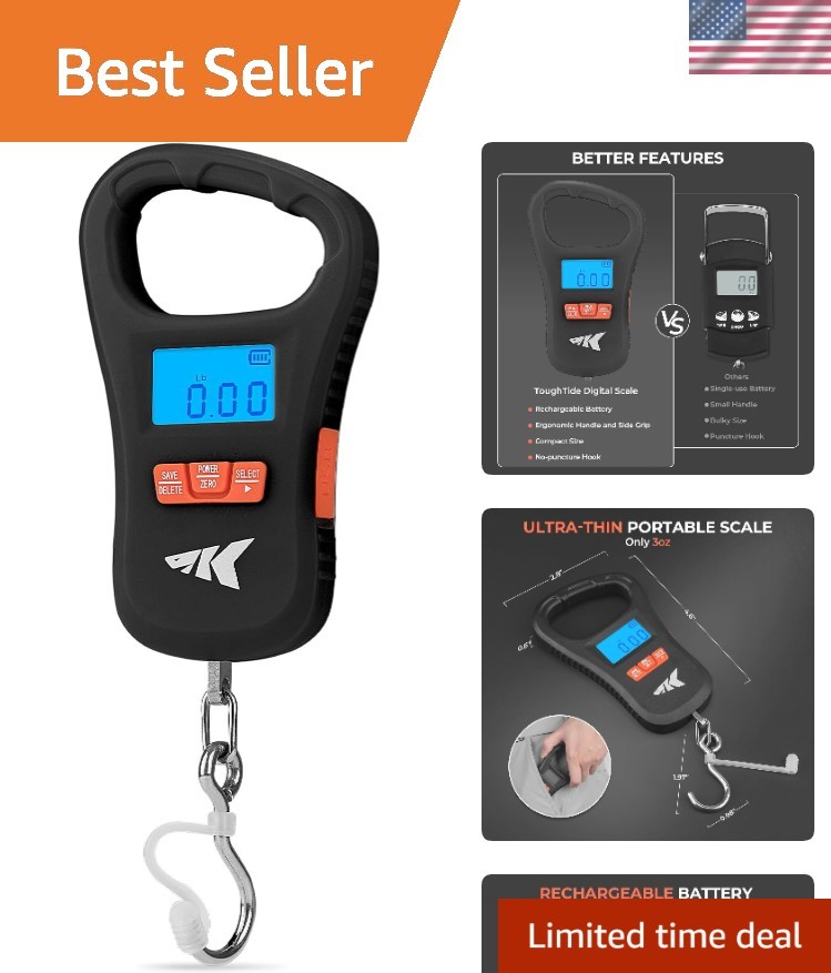 Accurate ToughTide Fishing Scale – 65lb Capacity, Memory Function, Lightweight