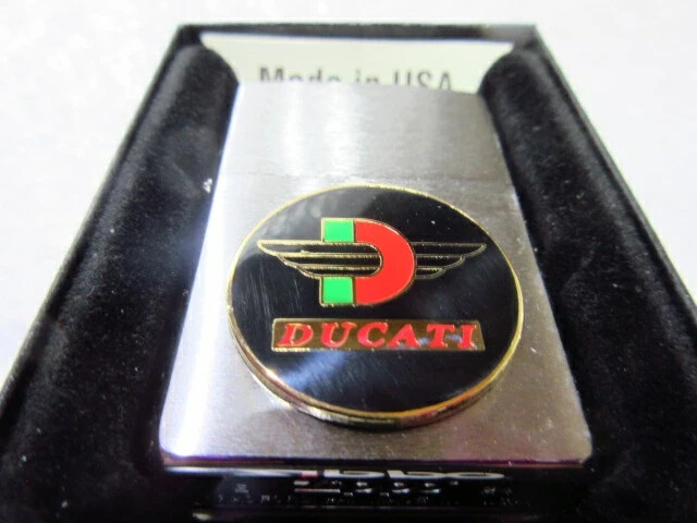 Zippo Ducati Emblem Logo One Sided Processing Silver Brass Lighter Regular Japan