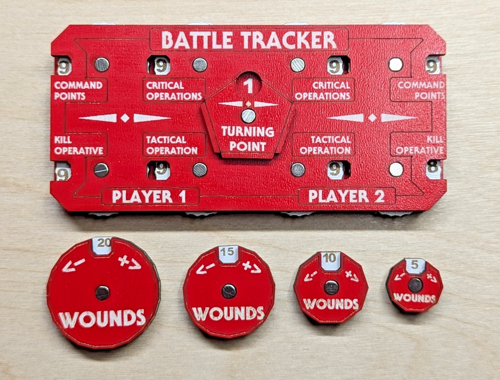 Kill Team Battle Tracker & Wound Counters Warhammer 40k Tabletop Master Set Red