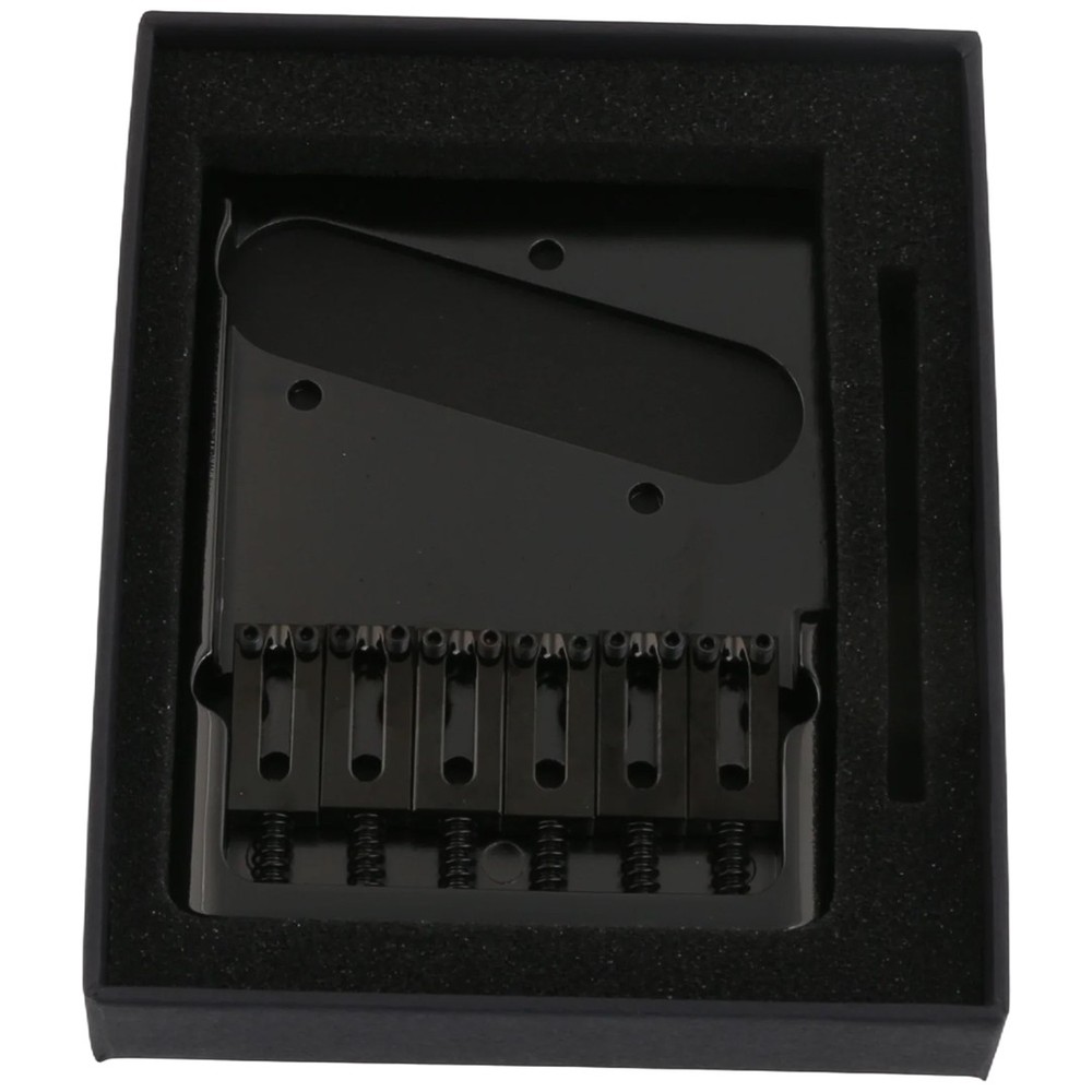 6-Saddle Telecaster Bridge Solid Brass Asymmetric Bridge for Tele Guitar Black