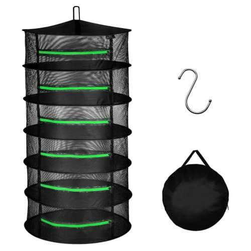 iPower 2ft 6-Layer Foldable Herb Mesh Rack Hanging Drying Net with Zippers Heavy